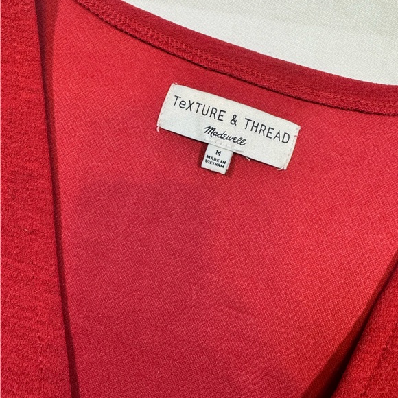 Madewell Texture & Thread Red V-Neck Wrap Blouse - Picture 6 of 11